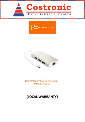 J5create JCH471 USB TYPE-C GIGABIT ETHERNET & HUB MULTI ADAPTER