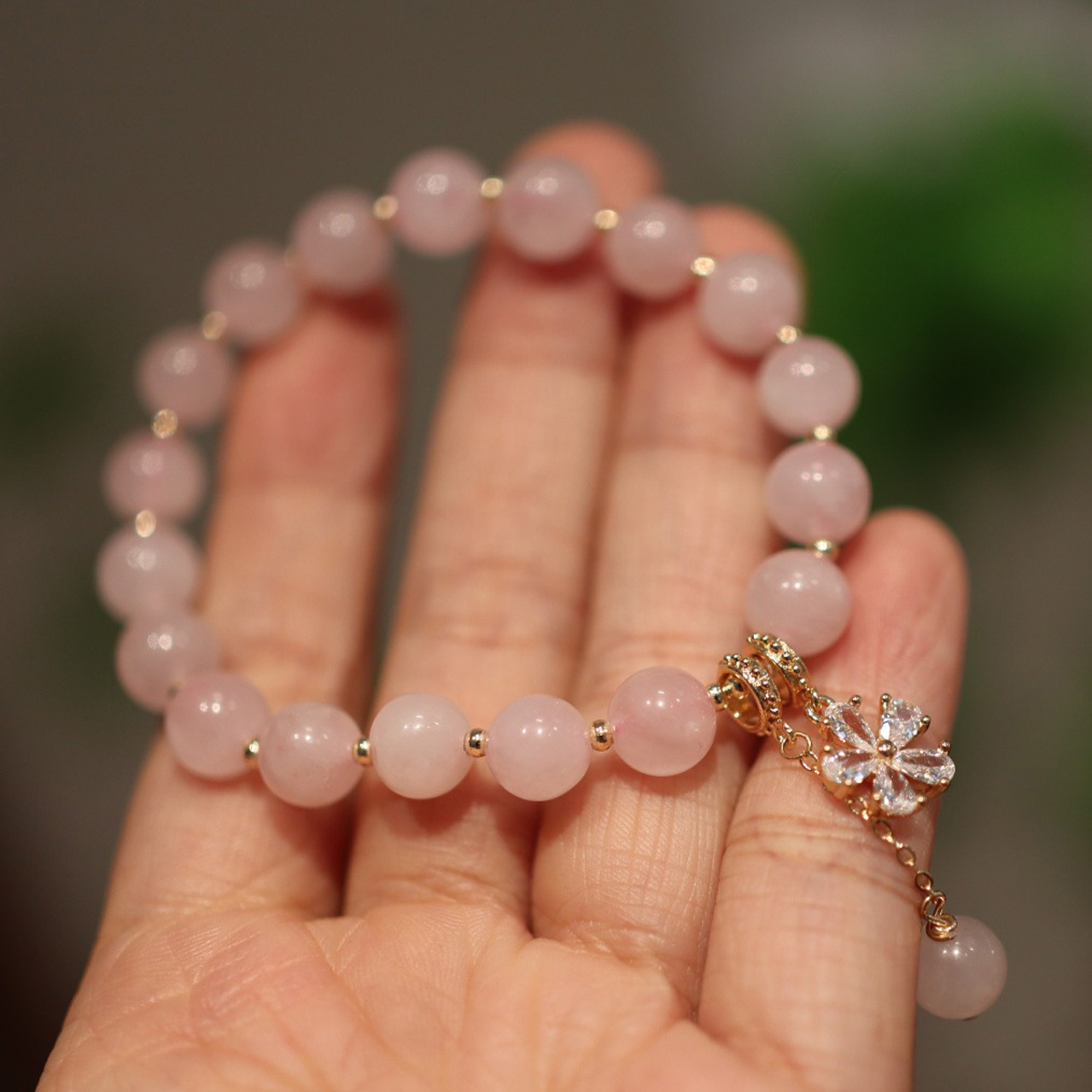 hiGuangGou120Welfare bracelet Women's pink crystal plum blossom bracelet niche design pink crystal bracelet
