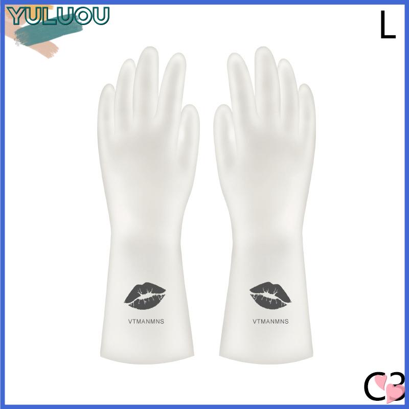[YuLu Store ] 🔥🔥 Phong cách đơn giản hộ gia đình rửa chén găng tay phụ nữ giặt quần áo không thấm nước Găng tay cao su mỏng hộ gia đình bàn chải bát găng tay cao su - 3