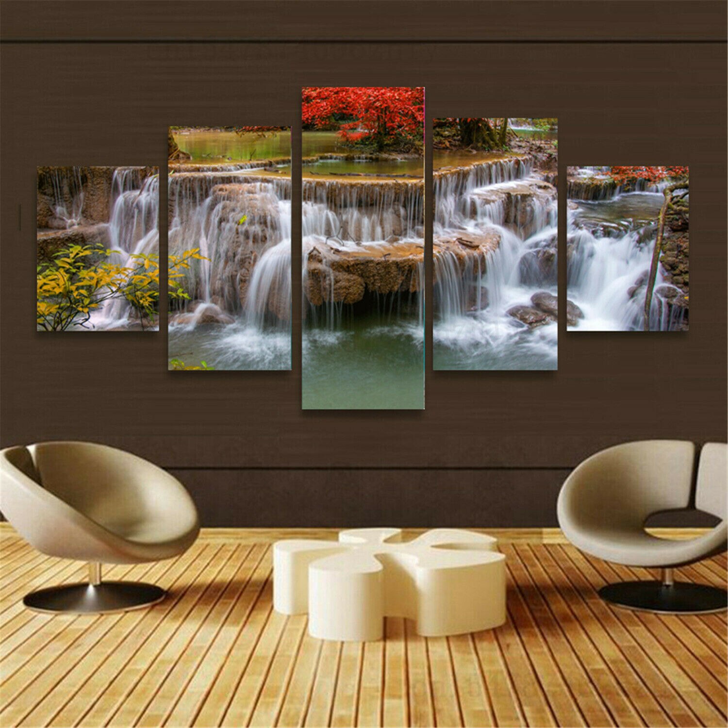 Thác nước bức tranh trang trí nội thất động vật Áp phích HD in tường nghệ thuật 5 Bảng điều khiển hình ảnh vải Áp phích không có khung phòng trang trí nội thất