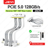 JEYI PCIe 5.0 X16 Riser Cable 180°-180° Dual Reverse GPU Extension Cable 128Gbps High-Speed Shielded EMI Design for ITX Chassis