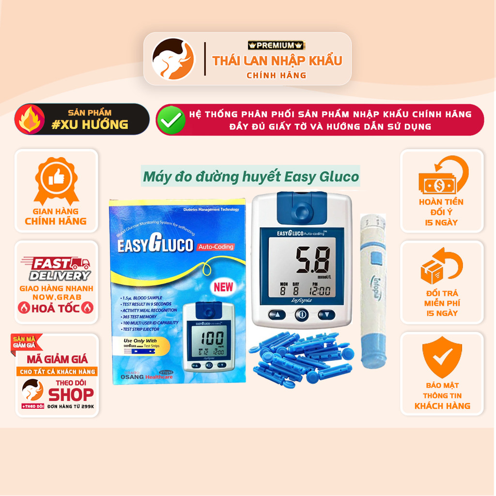 [NHẬP KHẨU HÀN QUỐC] Máy đo đường huyết Easy Gluco – Chính hãng Infopia