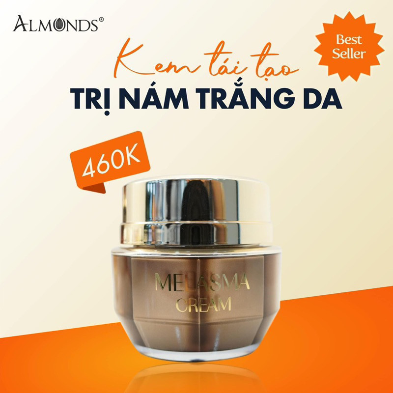 Kem Peel Nâu Melasma Cream 20gr Không Sưng Đỏ Almonds Chính Hãng - Tặng Kèm Sữa Rửa Mặt và gói Serum