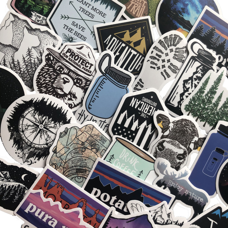 พร้อมส่ง!Camping forest outdoor travel การตั้งแคมป์ adventure สติกเกอร์ ตกปลา car สเก็ตบอร์ด 50 ชิ้น sticker