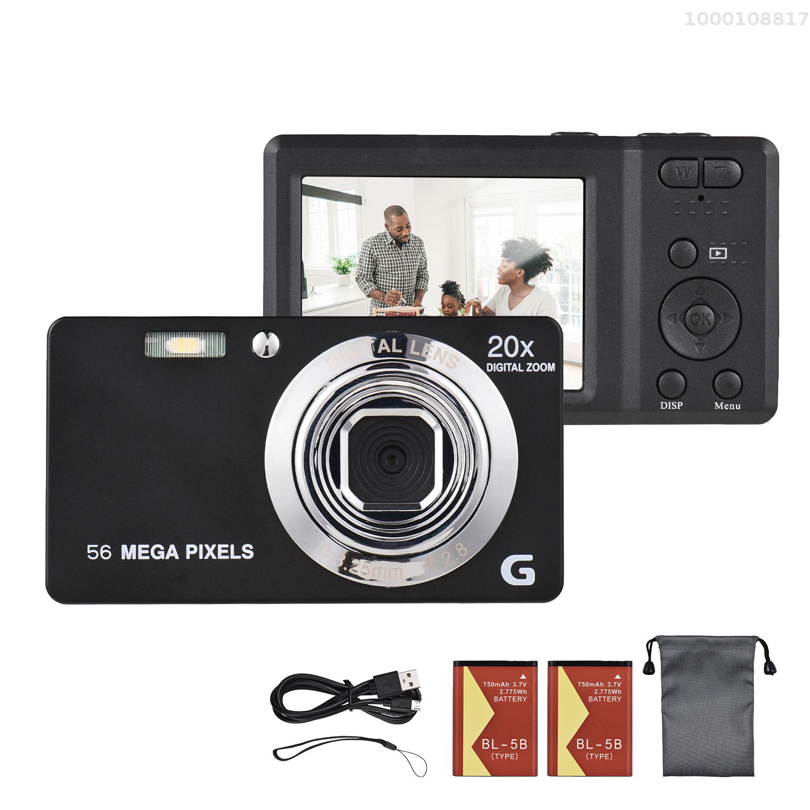 2.7-inch TFT Portable Digital Camera 56MP 4K Ultra HD 20X Zoom Auto Focus