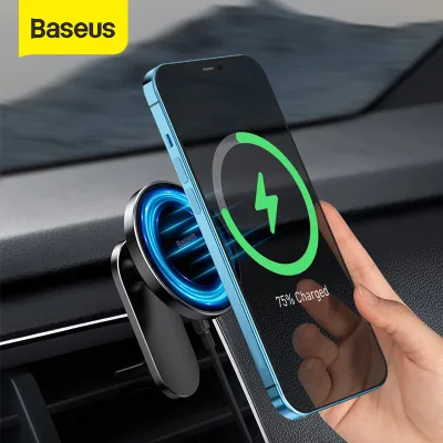 Baseus Magnetic Wireless Car Charger Phone Holder for iPhone 13/12 Series Fast Wireless Charger for Car Air Vent Mount Holder Stand