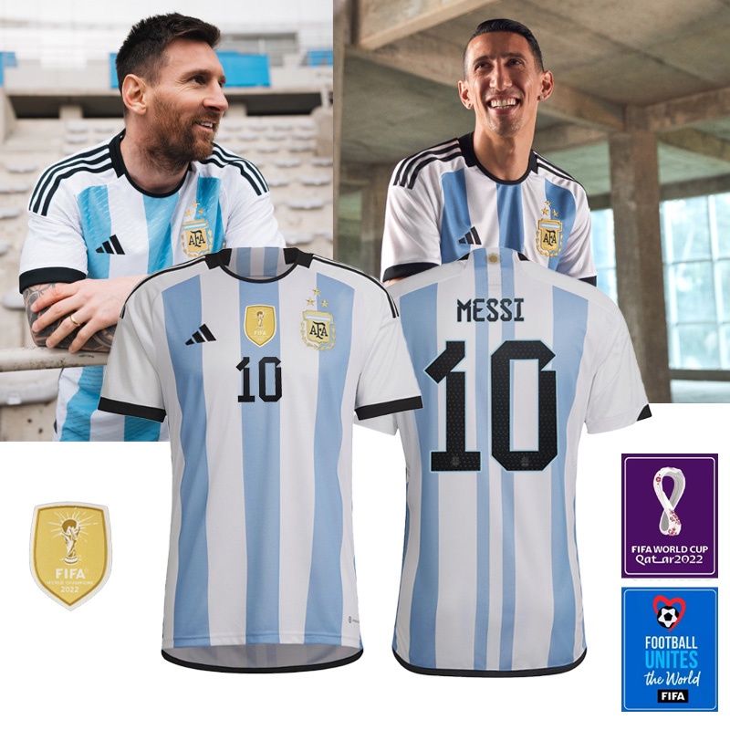 Argentina Home Messi Finalissima Jersey Full Patch 2022 ( Player Version) by FutbolWorldShop