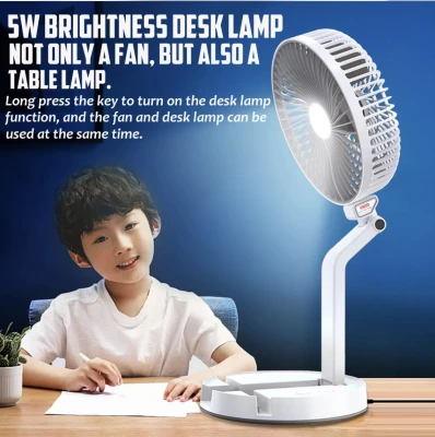 [LOCAL SELLER] Portable Folding USB Rechargeable Telescopic Table lamp Fan Wall-Mounted Elegant Color Small household Desktop Fan Home Office