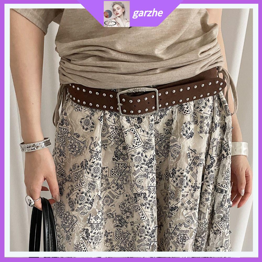 GARZHE24272 Retro Thắt lưng da lộn có đinh tán Thường ngày Khóa ghim Thắt lưng kinh doanh Thời trang nữ Thiết kế sang trọng Thắt lưng punk Kết hợp với chân váy và quần jeans