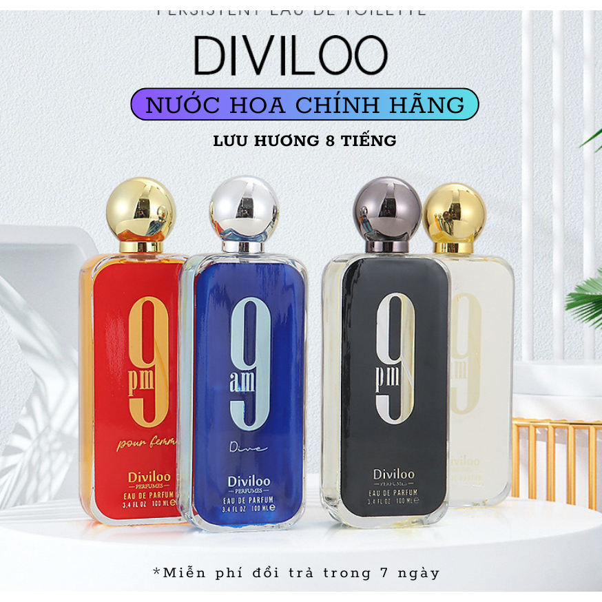 Nước hoa Diviloo 9PM Pour Femme full 100ml Nước hoa nam dubai hương thơm lâu, tinh dầu nước hoa cao 