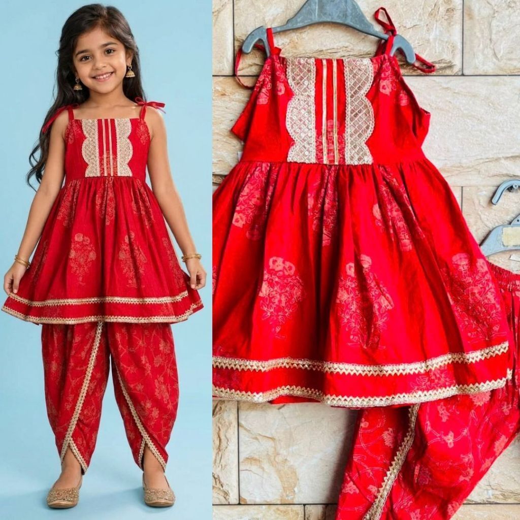 DEBAYU Girls Cotton Peplum Kurti with Dhoti Set Size 16 to 32 Malaysia