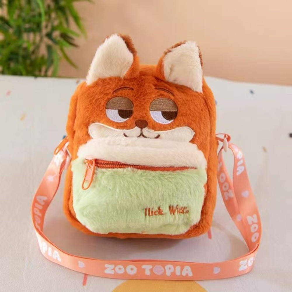 SHENT Thiết kế hoạt hình Túi đeo chéo Nick Judy. Chất liệu nhung Túi điện thoại di động Dễ thương Mẫu vui nhộn Túi nhung Chủ đề Anime - 3