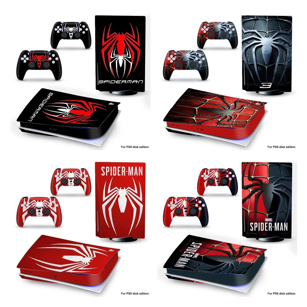 【Clearance】 Spider Man Ps5 Skin Sticker Vinyl Ps5 Disk Cd-Rom Skin Sticker Sticker For 5 Console And Controller All Inclusive