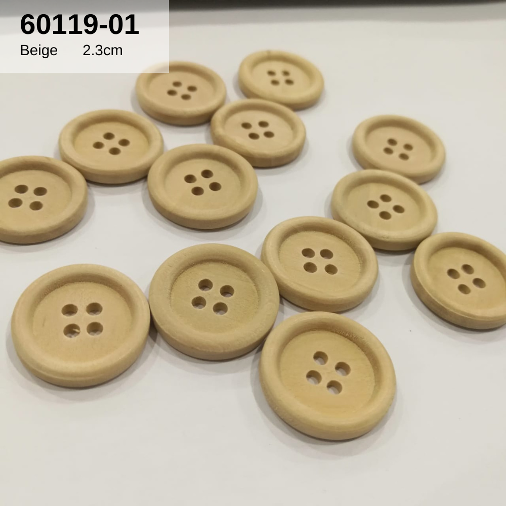 🌸Wooden Premium Button 4 Holes Butang Kayu 4 Lubang Bulat Dark Brown Beige For Craft DIY Sewing Bag (60119)