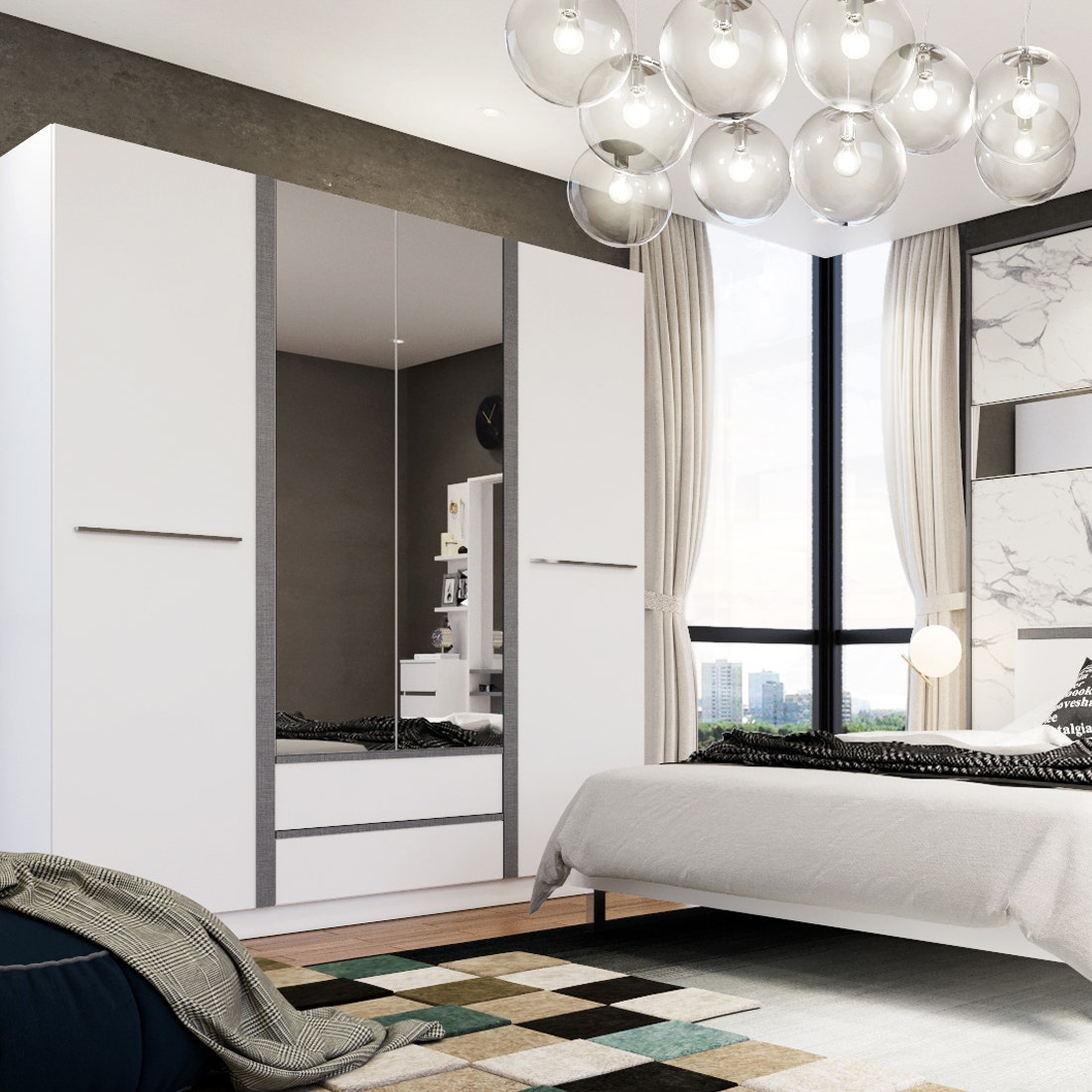 SB Design Square SB FURNITURE ตู้เสื้อผ้าบานเปิด รุ่น Ricchi สีขาว (180x59x210 ซม.) ราคา 17,500 บาท*ส่งฟรี