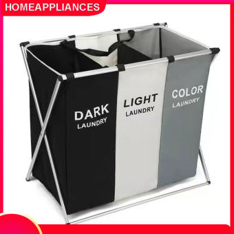 Giỏ đựng quần áo bẩn ba ngăn lớn có thể gập lại, Giỏ đựng đồ giặt tại nhà không thấm nước