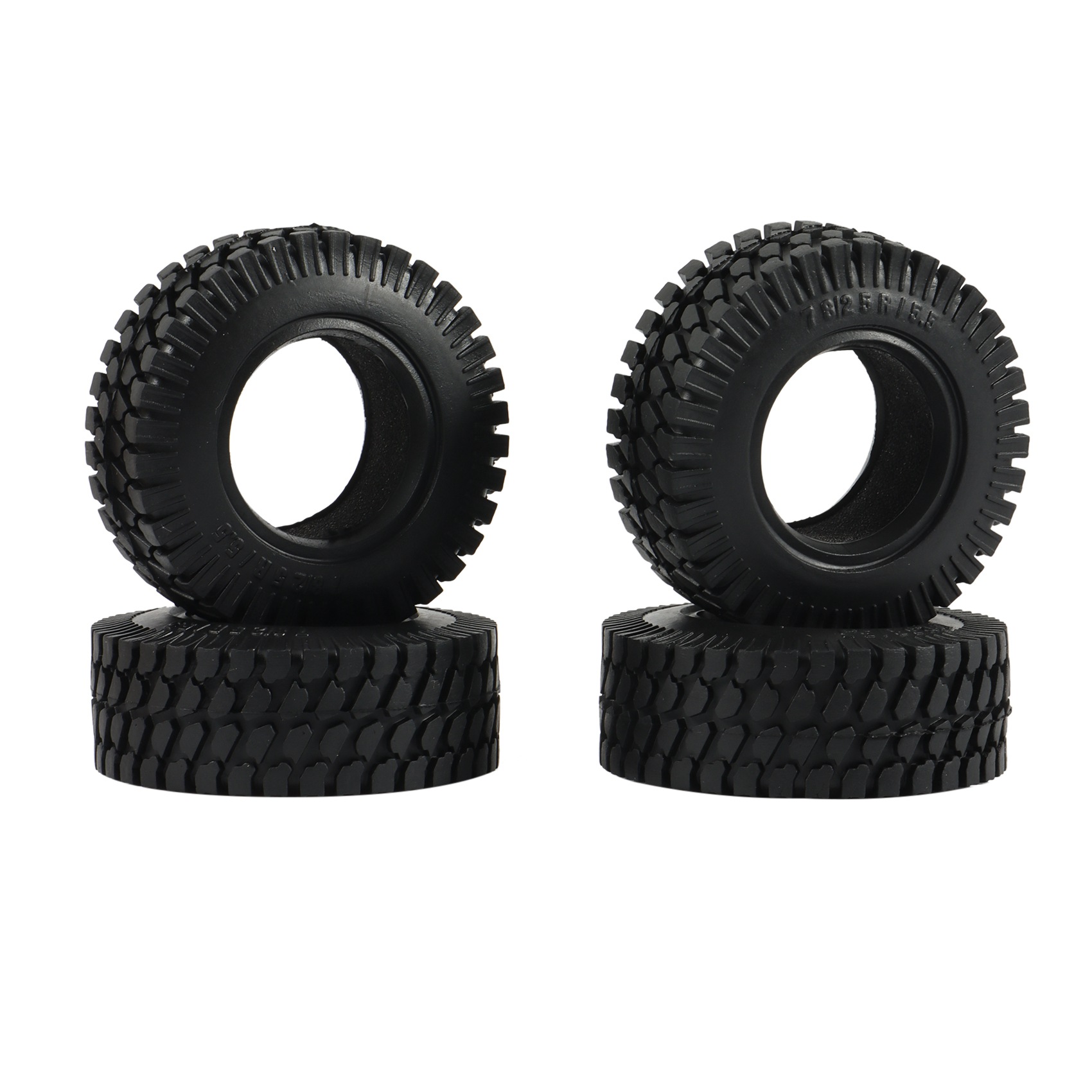 (LQ7T) 4PCS 75MM 1.55Inch Rubber Wheel Tires Tyre for RC Crawler Car Axial Yeti Jr 90069 D90 TF2 Tamiya CC01 LC70 MST JIMNY