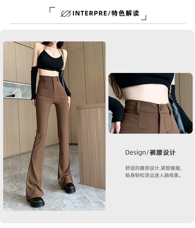 Micchow Lee High Waist Pants Women Fashion Casual Korean Pants Stretch  Flared Pants Plus Size Floor Trousers for Women