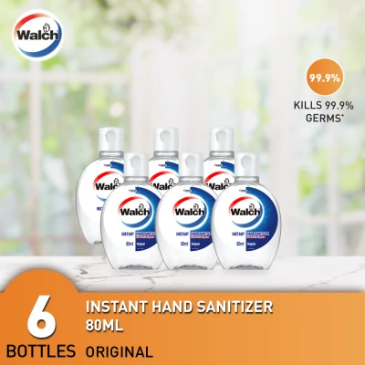 Walch Instant Hand Sanitizer 80ml x 6 Bottles | Antibacterial | Kills 99.9% Germs