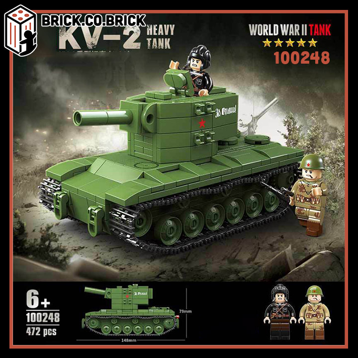 Đồ chơi Lắp ráp Xe Tăng Đức Tiger I Panzer Tank Mô hình Tank KV-2 Hạng nặng Quân sự 100248