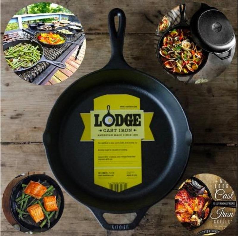 Lodge L8SGP3 Cast Iron ROUND 10.25 inch Pan, Pre-Seasoned, Cooking Kitchen Pan in Oven. Made in USA Singapore