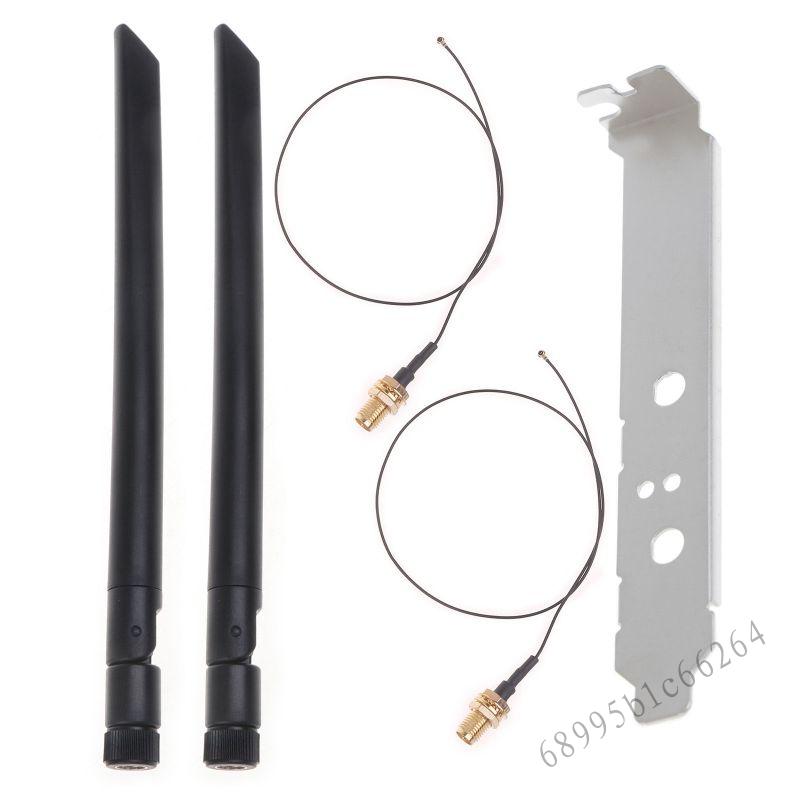 Bộ dụng cụ ăng-ten hai dải kép 2x8dbi với cáp 20cm RP-SMA cho AX210 AX200 NGFF WiFi