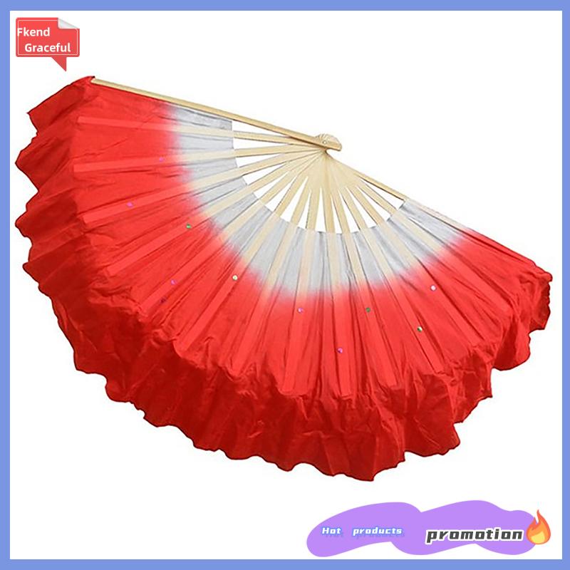 Fkend 30cm Trung Quốc ngắn bellydance Fan tre + 10 20cm nửa vòng tròn silkveil cặp yangko múa bụng f