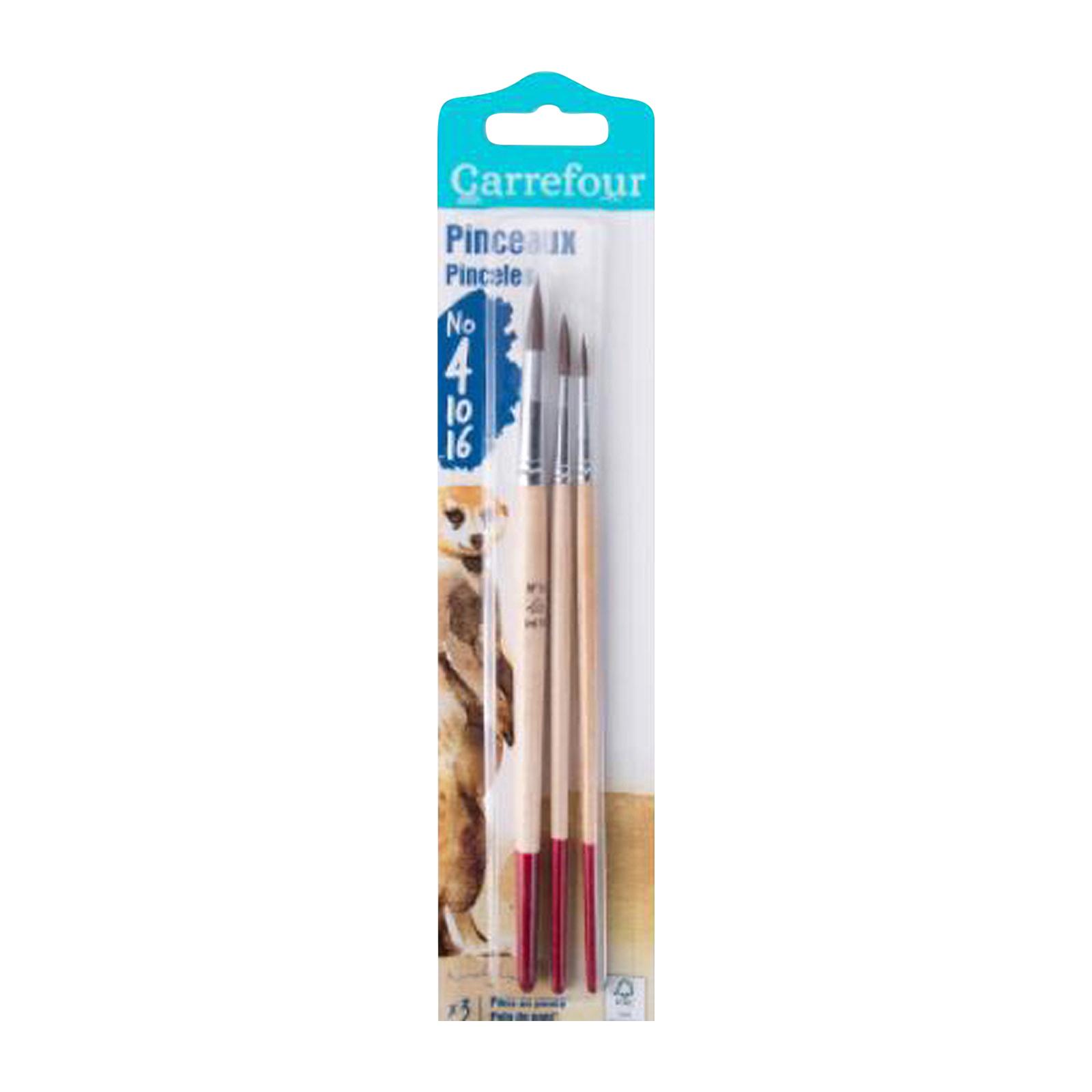 Carrefour Pack Of 3 Pony Hair Paint Brush N4-10-16 - By Le Petit Depot