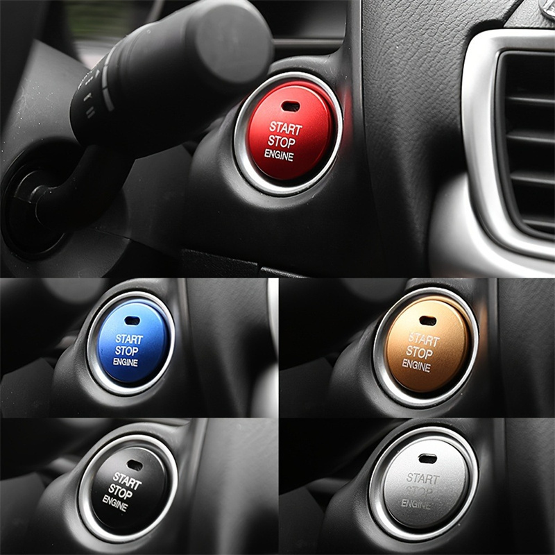 Premium Metallic Push Start Button Cover for Mazda 2, 3, 6, CX-3, CX-4, CX-5, CX-9, MX-5 - Durable Aluminum Car Interior Accessory, without battery ราคา 231 บาท*ส่งฟรี