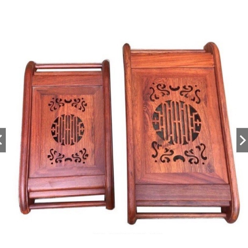 Khay Đựng Ấm Chén Bằng Gỗ Hương Cuốn Thư