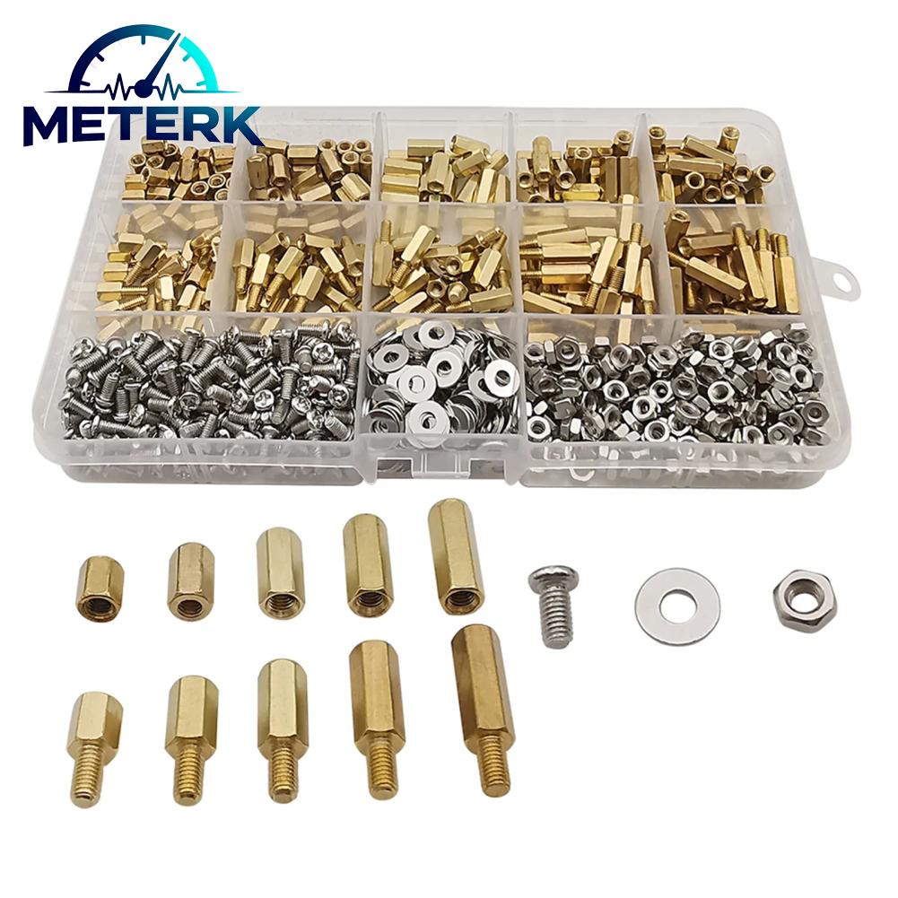 Meterk 910 ชิ้น/เซ็ต M3 ชายหญิง Hex ทองเหลือง Standoff Spacer ชุดสกรู Nut และเครื่องซักผ้า pcb เมนบอร์ด standoff Assortment Kit ราคา 876 บาท*ส่งฟรี