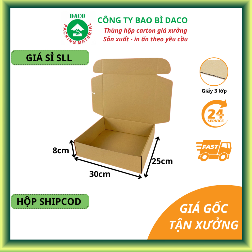 DACO Hộp nắp cài  30x25x8 Combo 10 20 Hộp  Gói Hàng Thời Trang, Quần Áo, Hộp Shipcod Đóng hàng- NG30