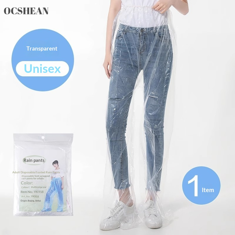 OCSHEAN Disposable Waterproof Rain Pants with Foot Coverage for Adults, Transparent and Durable, Perfect for Outdoor Activities and Travel Giá 23,000 Đồng*Miễn phí vận chuyển