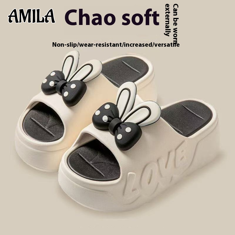 AMILA Women's Outdoor Slippers New Cute Thick-Soled Height Increasing Slippers Home Non-Slip All-Matching Slippers ราคา 107 บาท*ส่งฟรี