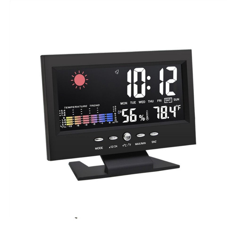 GONOVO SHOP Lịch Vạn Niên Đồng hồ thời tiết LED Kích hoạt bằng giọng nói Màn hình màu Đồng hồ báo thức có đèn nền Sáng Tạo Backligh Đồng hồ báo thức điện tử Phòng ngủ