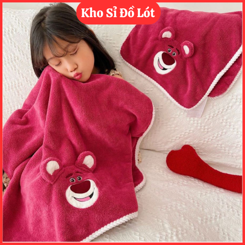 Set 2 Khăn Tắm, Khăn Mặt Hình Thuê Gấu Hồng LOTSO