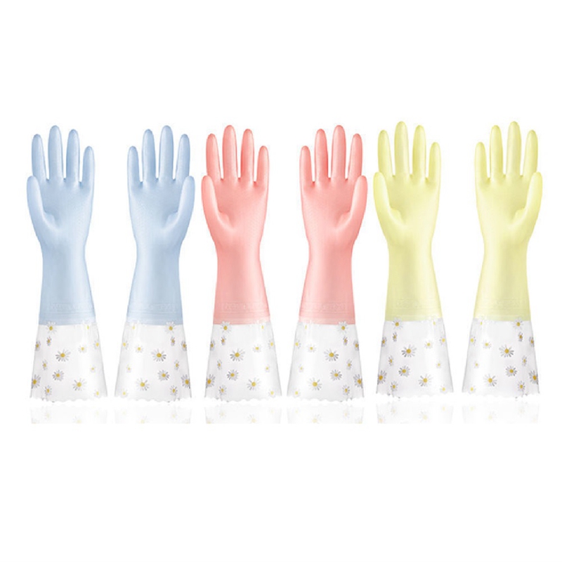 (OFWM) Dishwashing Cleaning Gloves 3 Pairs - Reusable Rubber Gloves Non-Slip Laundry Kitchen Gardening Household Gloves