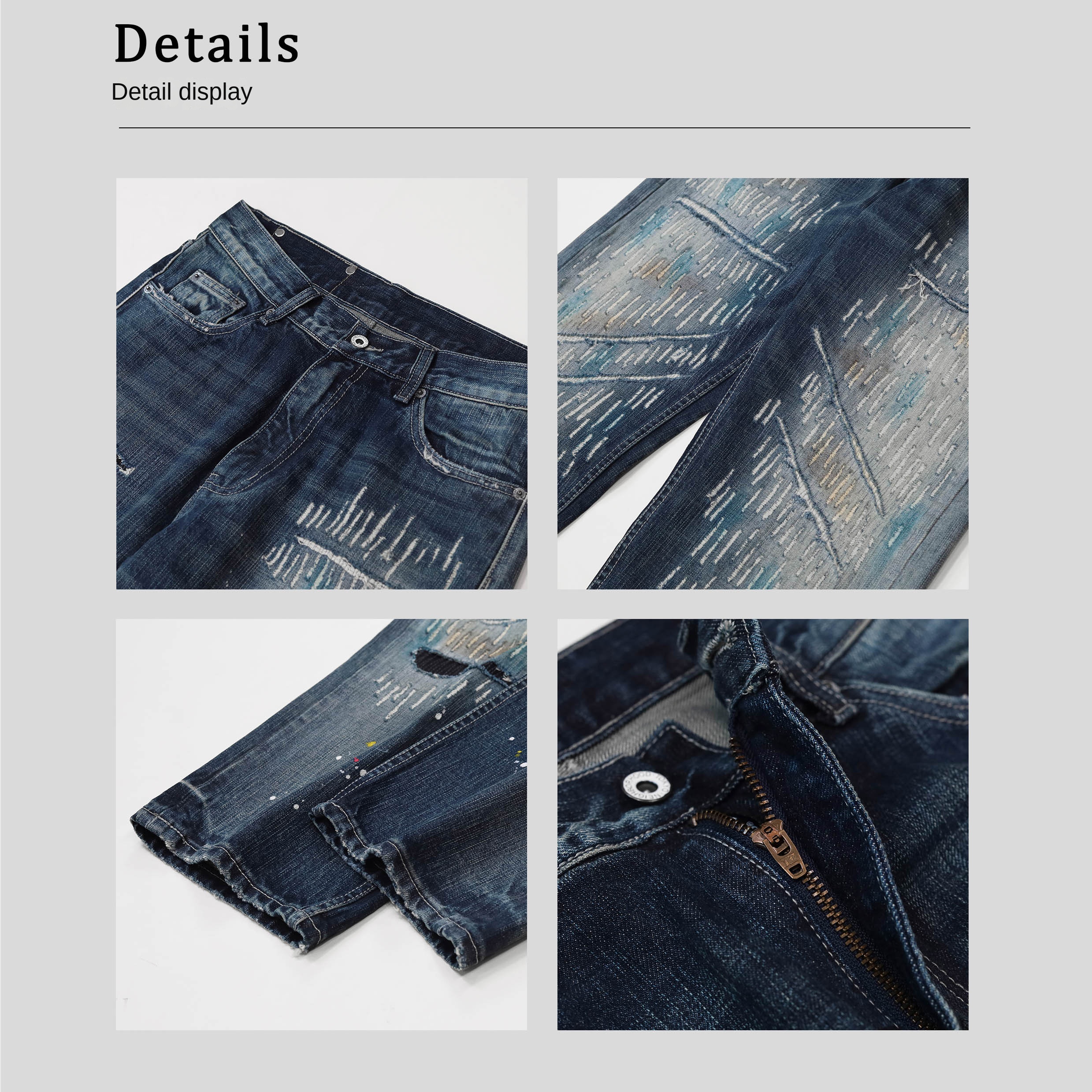 2024 Japanese Heavy Fashion Men's Trousers Casual loose and versatile retro rainy night butcher jeans