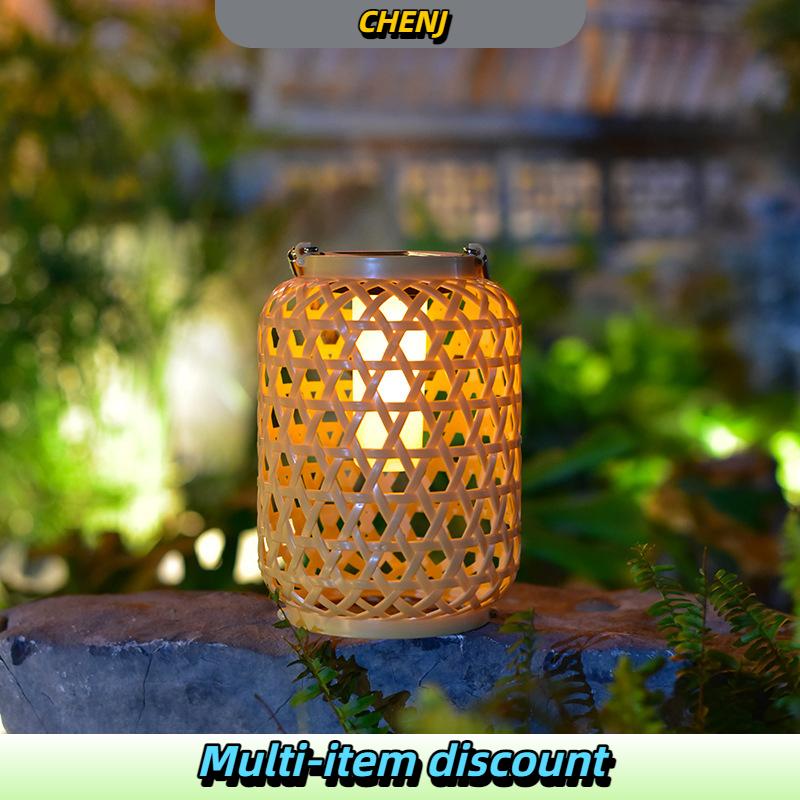 CHENJ โคมไฟหวายพลังงานแสงอาทิตย์แบบแขวนกลางแจ้งโคมไฟพลังงานแสงอาทิตย์กันน้ำตกแต่งประเทศโคมไฟพลังงานแสงอาทิตย์สำหรับสวนลาน ราคา 182 บาท*ส่งฟรี