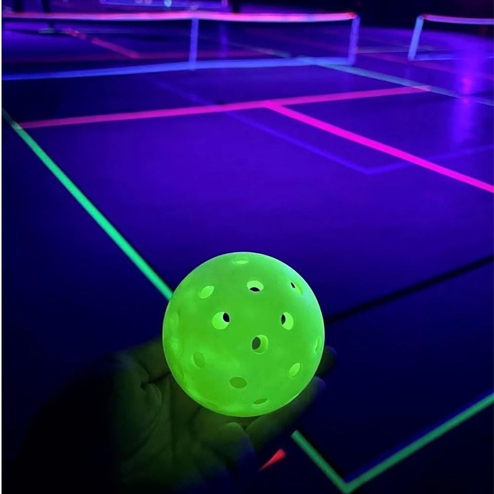 GONGL 40 Holes Luminous Pickleball Ball Green Light Durable LED Light Up