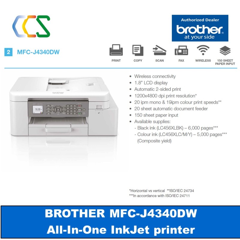 [Singapore warranty] Brother MFC-J4340DW  A4 Inkjet Color Printer MFCJ4340DW MFC J4340 DW J4340dw Singapore