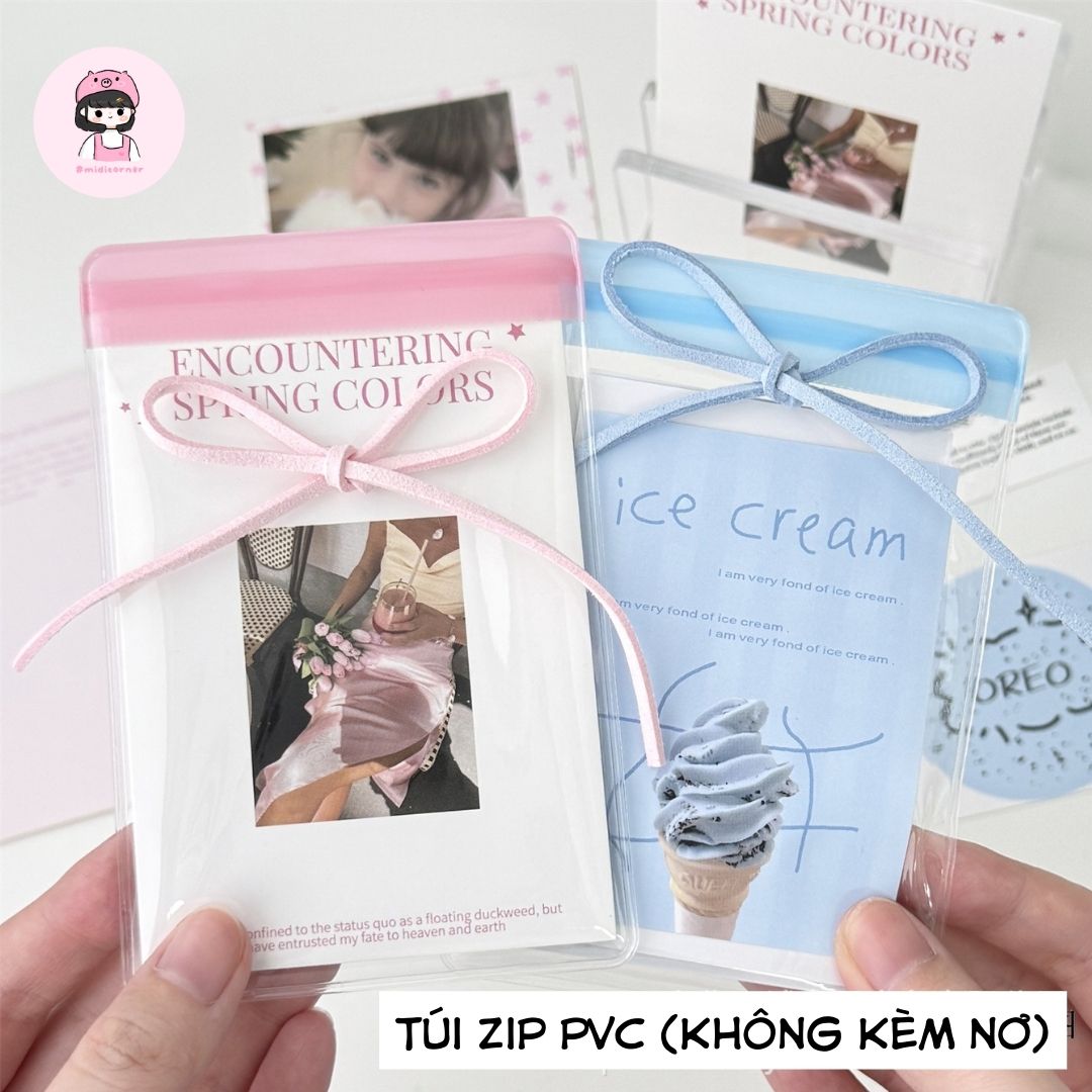 Set 10 túi zip trong suốt PVC pastel 8x12cm dễ thương Midi Corner