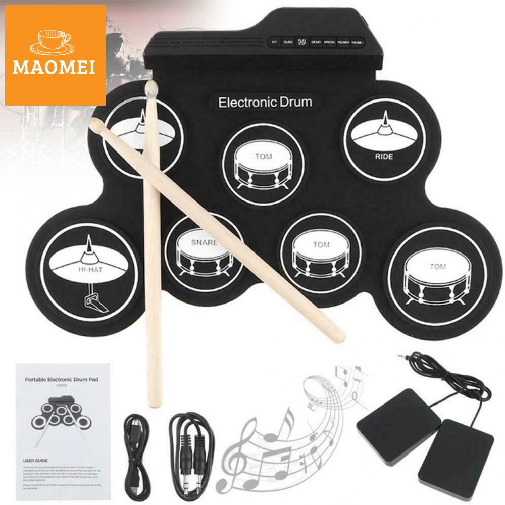MAOMEI 1 Box 7 miếng Bộ Trống điện tử USB Với họa tiết hiệu ứng âm thanh Trống nhạc gấp Silicone Cuộn tay Trống điện tử cầm tay Cho Người mới bắt đầu Trống cho người mới bắt đầu