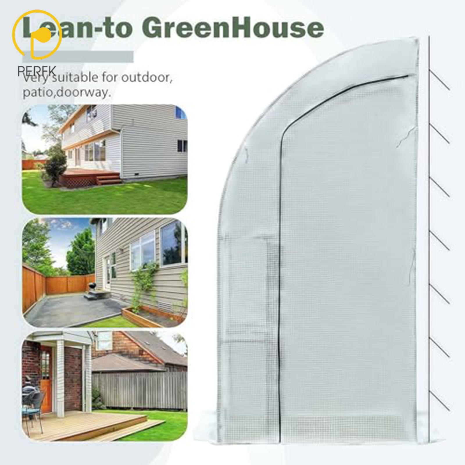 Perfk Greenhouse for Outdoors Walk in Greenhouse Reusable Zipper Door with PE Cover Half Steel Frame Portable for Outside Yard ราคา 5,579 บาท*ส่งฟรี