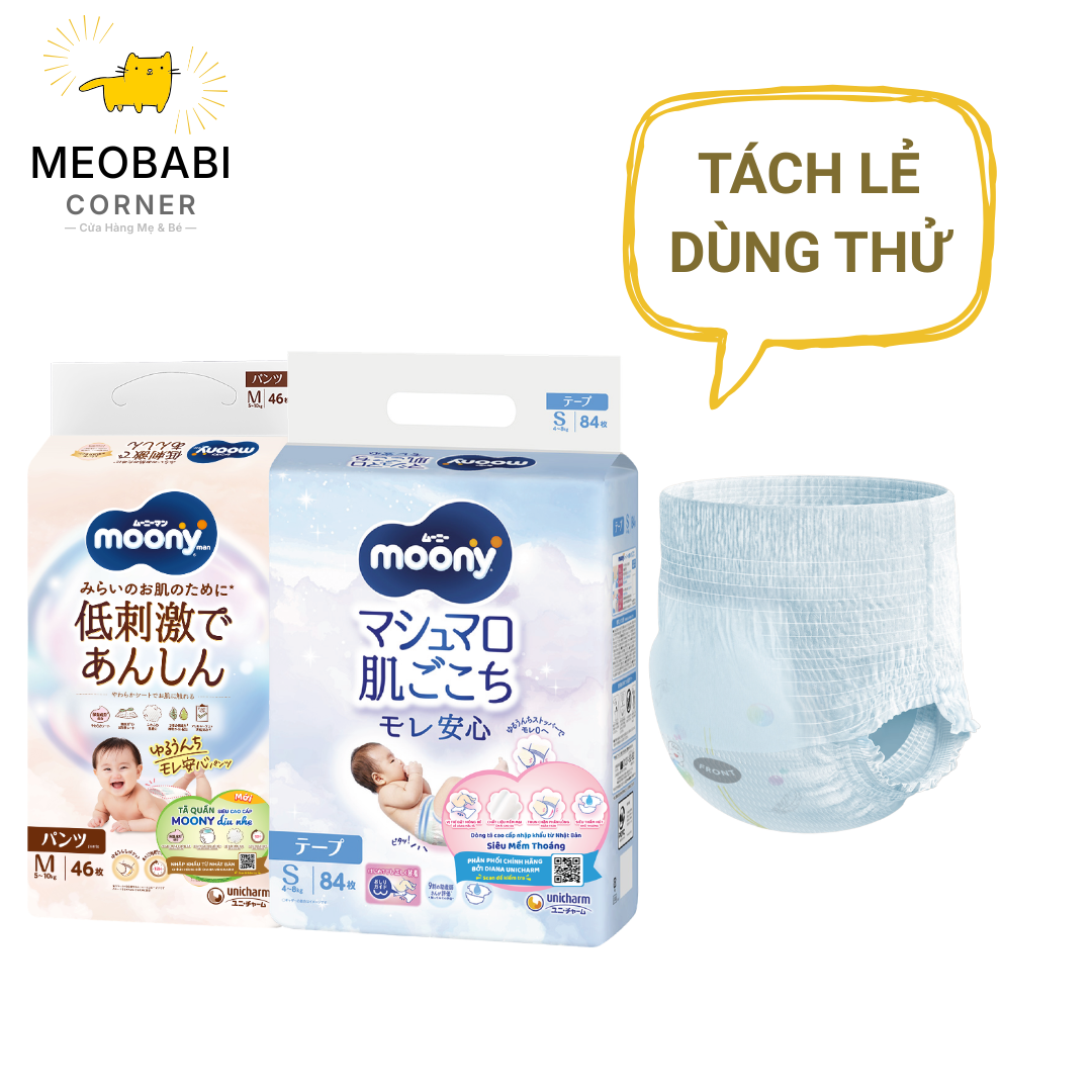 [Miếng lẻ] Tã / bỉm dán quần Moony Natural và Moony Blue