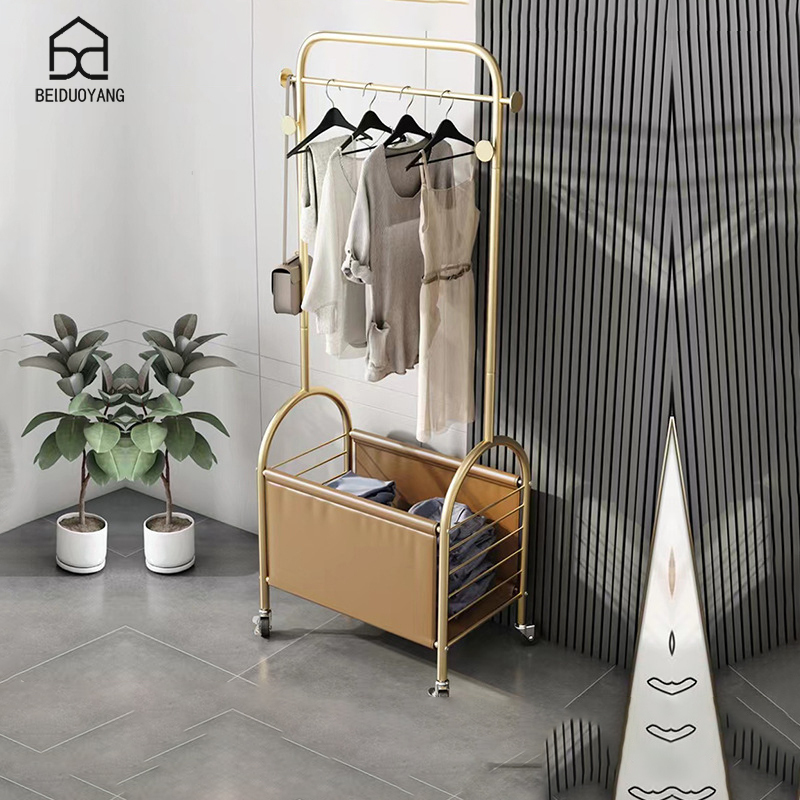 Movable coat rack Hanging clothes rack Bedroom living room floor mounted