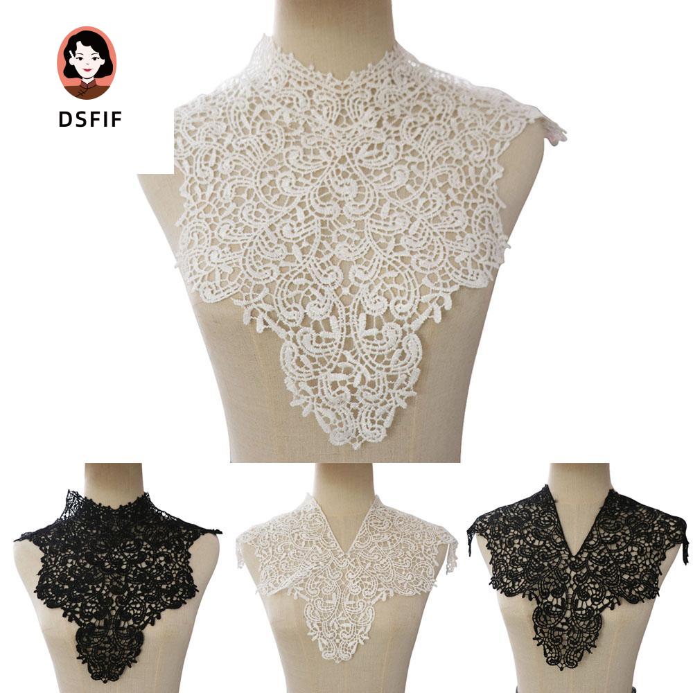 DSFIF Có thể tháo rời Đường viền cổ áo ren Rỗng Vải Thêu Đường viền cổ áo khoét lỗ Tinh tế Băng đeo 