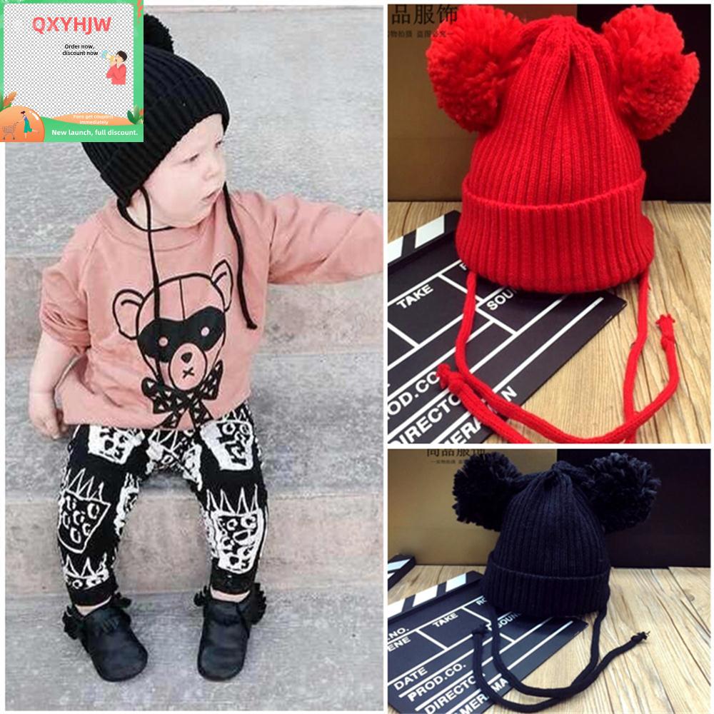 Qxyhjw đáng yêu cho trẻ em đan móc ấm áp len bé nón đan len tua Mũ len