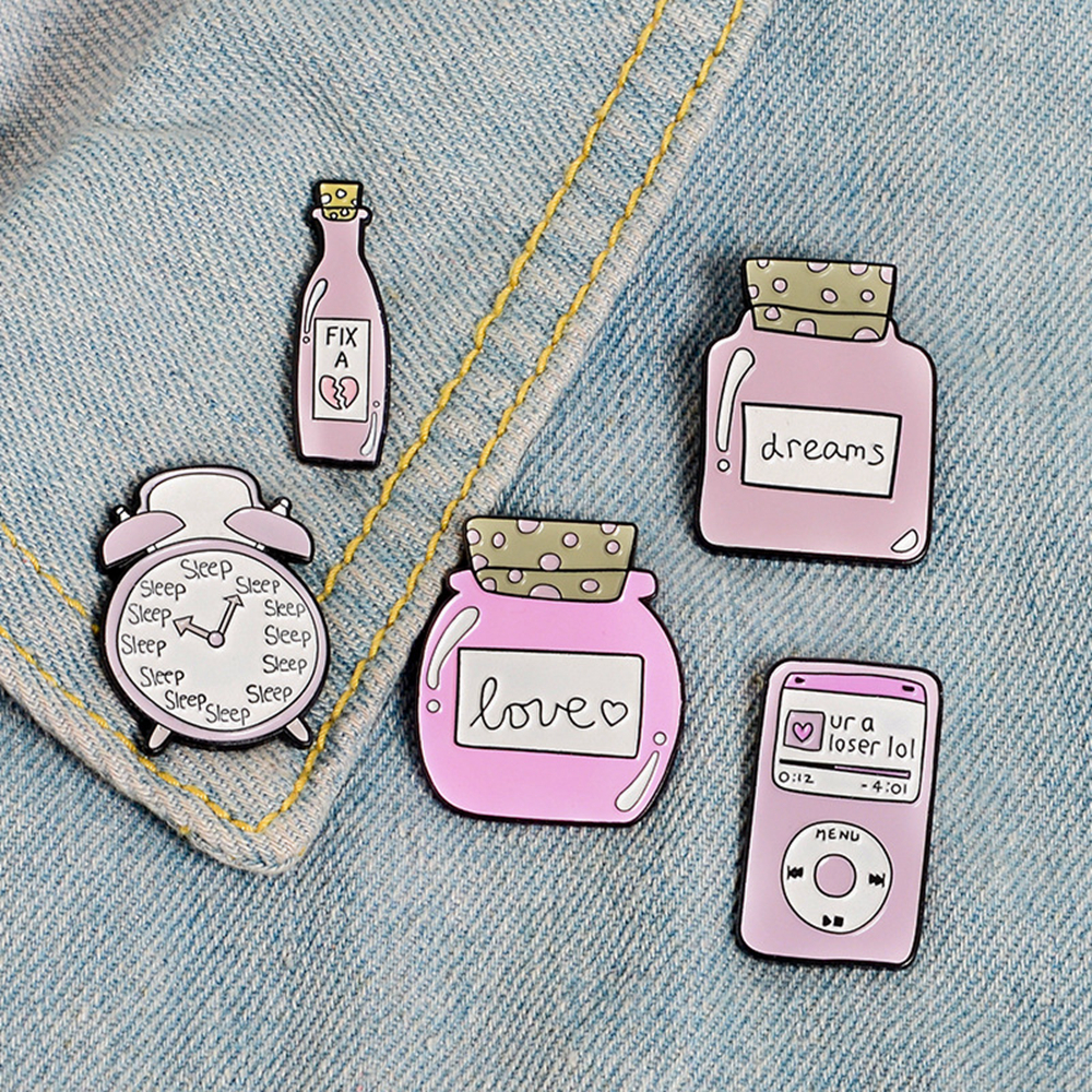 GAYE SPORTS Chic Jewelry Gifts Lovely Bag Decor Love Clock Dreams Bottle Badges Cartoon Brooch Enamel Lapel Pin