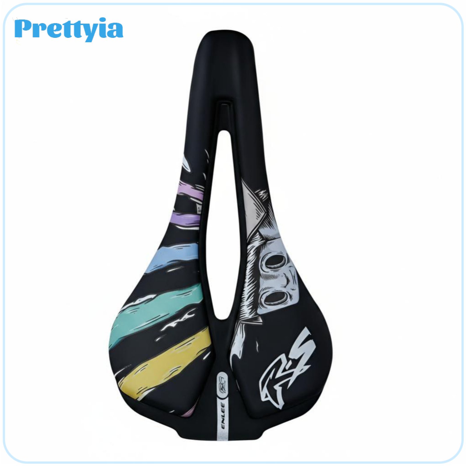 Prettyia Hollow Ventilated Bike Saddle, Personalized Graffiti Design, Steel Rail, Folding Urban Bike Seat, Foam Padding, Ergonomic Cycling Equipment